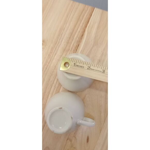 VTG coffee tea mugs cream with bright bold teal inside, unique - set of 2 - Picture 5 of 7